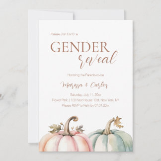 Convites Fall Gende Reveal Pastel Pumpkin Invitation