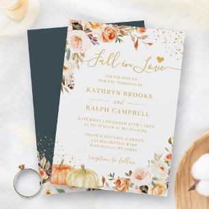 Convites Fall in Love Autumn Floral Pumpkin Casamento Doura