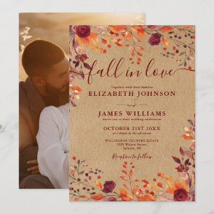 Convites Fall In Love Autumn Rustic Foto Floral Casamento