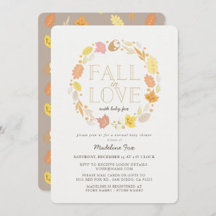 Convites Fall in Love Autumn Wreath Virtual Chá de fraldas