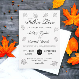 Convites Fall in Love Black and White Deixa O Casamento De 