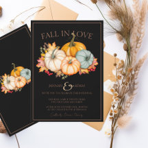 Fall in Love Black Autumn Fall Pumpkins Casamento