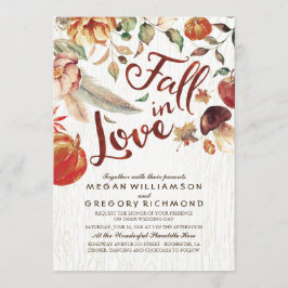 Convites Fall in Love Boho Rustic Floral Pumpink Casamento