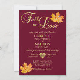 Convites FALL in LOVE Burgundy Marsala Maroon Maple Wedle