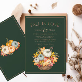 Convites Fall in Love Emerald Green Autumn Pumpkins Casamen