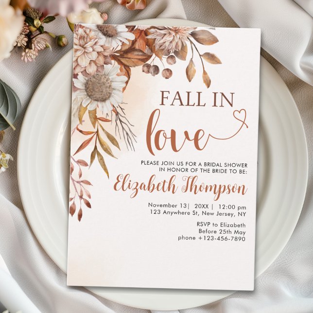 Convites Fall in Love Fall Bridal Shower  (Criador carregado)