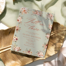 Convites Fall in Love Floral Green Baby Shower