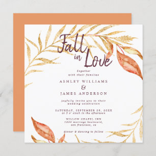 Convites Fall in Love Foliage Autumn Copper Weding