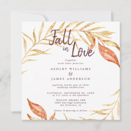 Convites Fall in Love Foliage TerraCotta Weding