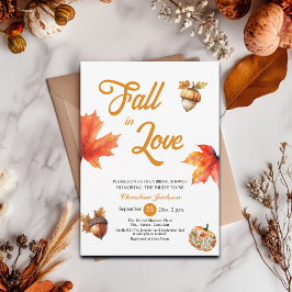 Convites Fall in Love Maple Leaves Acorns Bridal Shower