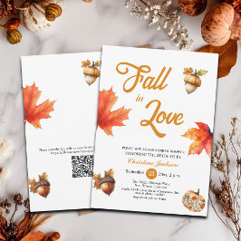 Convites Fall in Love Maple Leaves Acorns Bridal Shower