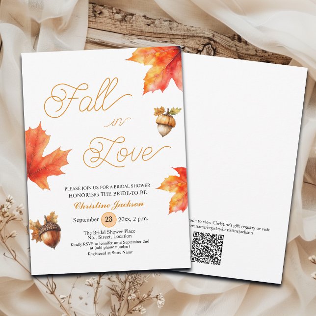 Convites Fall in Love Maple Tree Leaves Bridal Shower  (Criador carregado)