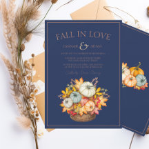 Fall in Love Marinho Blue Autumn Pumpkins Casament