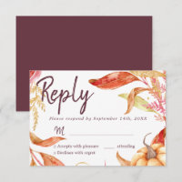 Fall in Love Ouro Foliage Autumn Burgundy RSVP