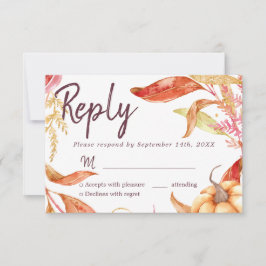 Convites Fall in Love Ouro Foliage Burnt Orange RSVP