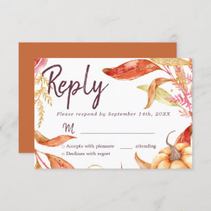Convites Fall in Love Ouro Foliage Burnt Orange RSVP