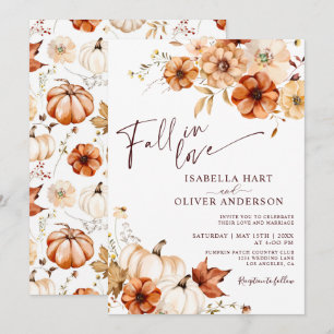 Convites Fall In Love Rust Red Beige Pumpkin Casamento