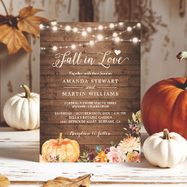 Convites Fall in Love Rustic Autumn Floral Pumpkin Casament