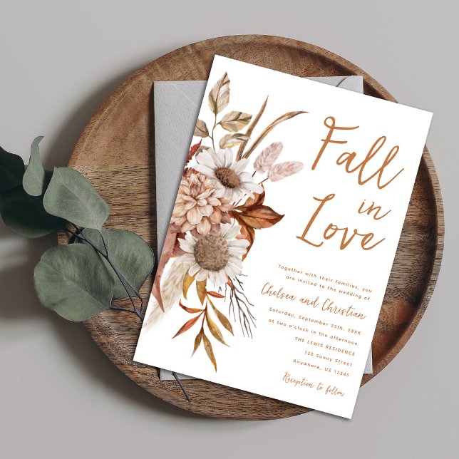 Convites Fall In Love Rustic Autumn Wedding Invitation (Criador carregado)