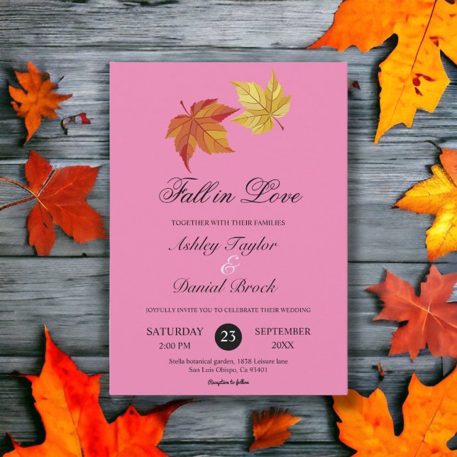 Convites Fall in Love Rustic Blush Pink Boho Autumn Casamen (Criador carregado)