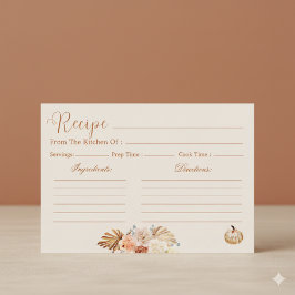 Convites Fall In Love Rustic Terracotta Bridal Recipe Card