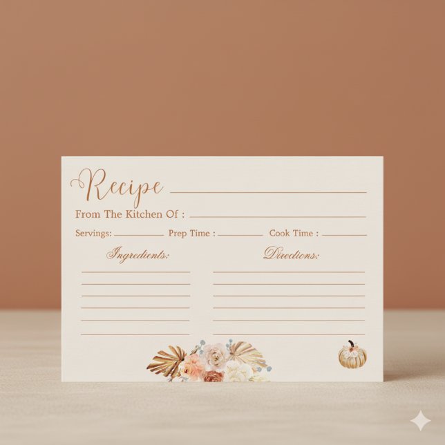 Convites Fall In Love Rustic Terracotta Bridal Recipe Card (Criador carregado)