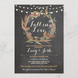 Convites Fall in Love Wreath Fall Noivado Floral Convide