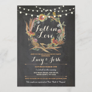 Convites Fall in Love Wreath Fall Noivado Floral Convide