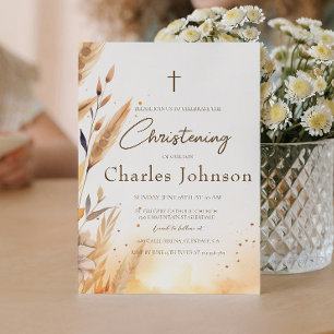 Convites Fall Leaves e Pampas Boy Christening