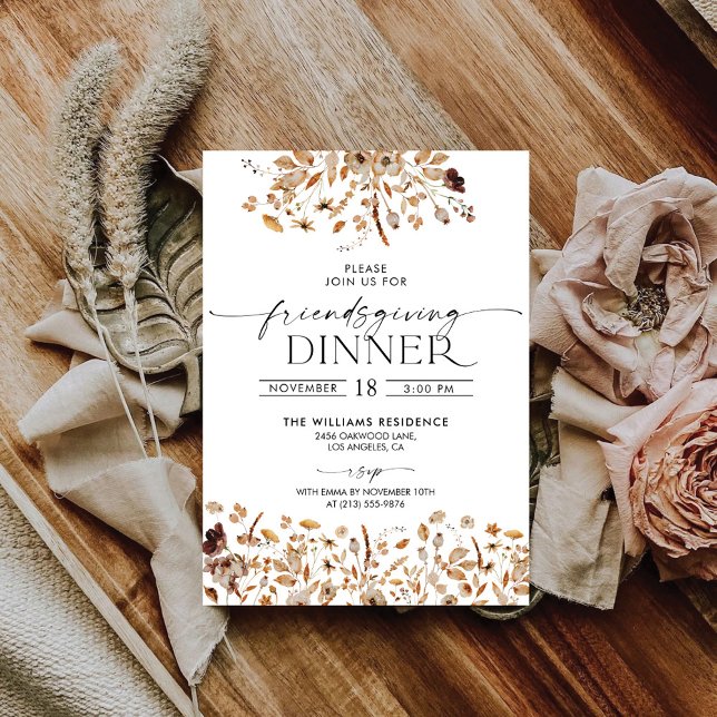 Convites Fall Leaves Thanksgiving Dinner Invitation (Criador carregado)