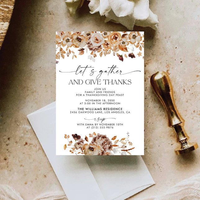 Convites Fall Leaves Thanksgiving Dinner Invitation (Criador carregado)
