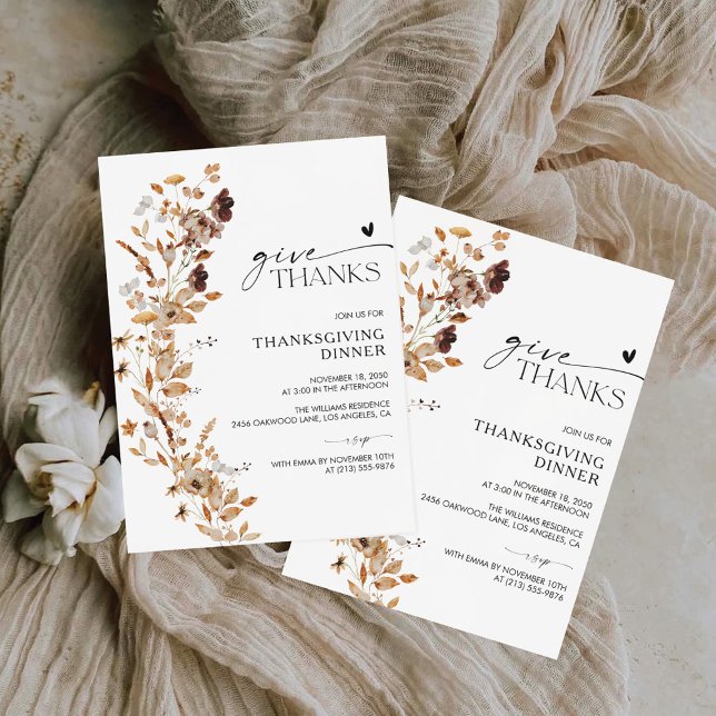 Convites Fall Leaves Thanksgiving Dinner Invitation (Criador carregado)