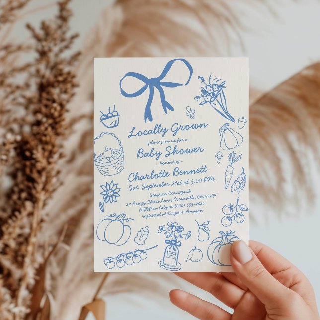 Convites Fall Locally Grown Little Pumpkin Boy Baby Shower (Criador carregado)