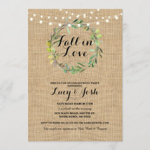 Convites Fall Love Burlap Noivado Floral Invite