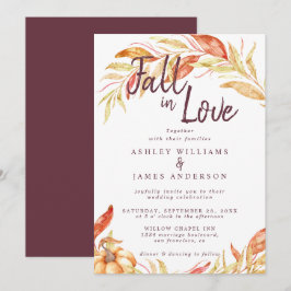 Convites Fall Love Foliage Autumn Burgundy Casamento