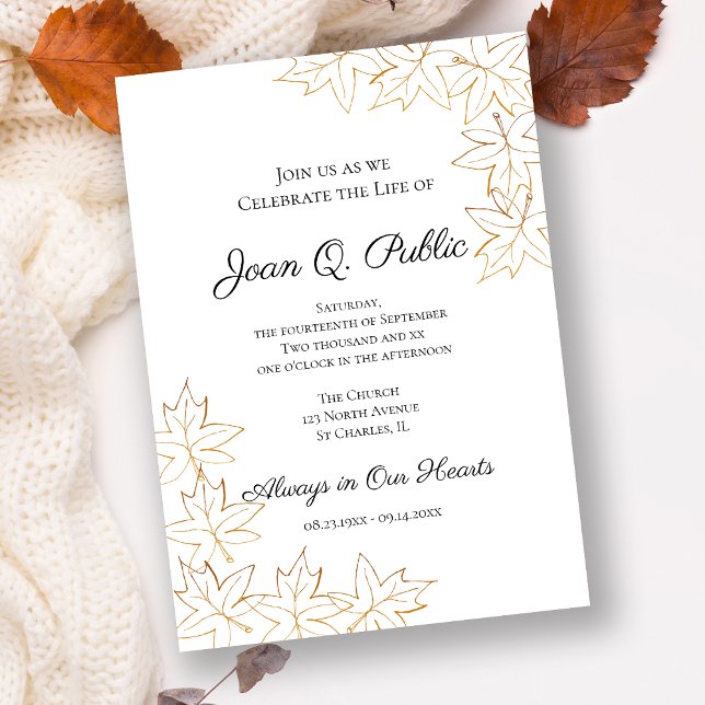 Convites Fall Maple Deixa Celebração do Memorial da Vida (Criador carregado)