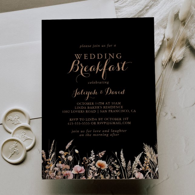 Convites Fall Meadow Wild Floral Wedding Breakfast (Criador carregado)