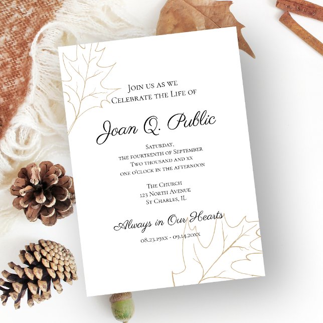 Convites Fall Oak deixa Celebração do Memorial da Vida (Criador carregado)