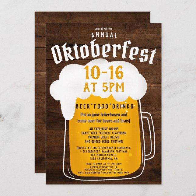 Convites Fall Oktoberfest festival de cerveja Bavarian (Frente/Verso)