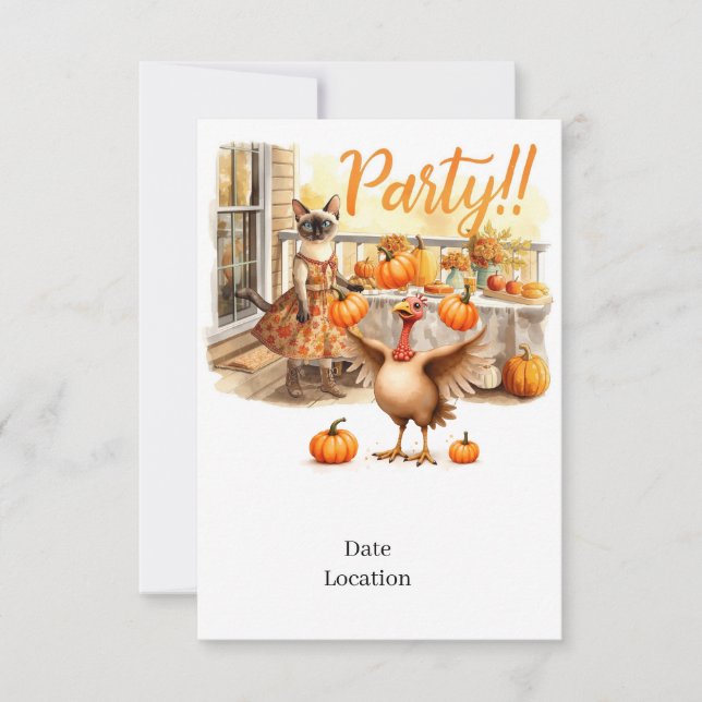 Convites Fall Party Invitation Card – Cozy Autumn Gathering (Frente)