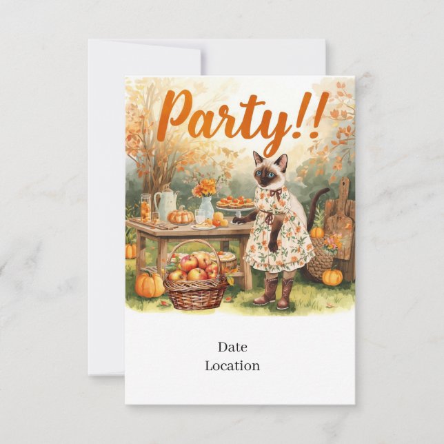 Convites Fall Party Invitation Card – Cozy Autumn Gathering (Frente)