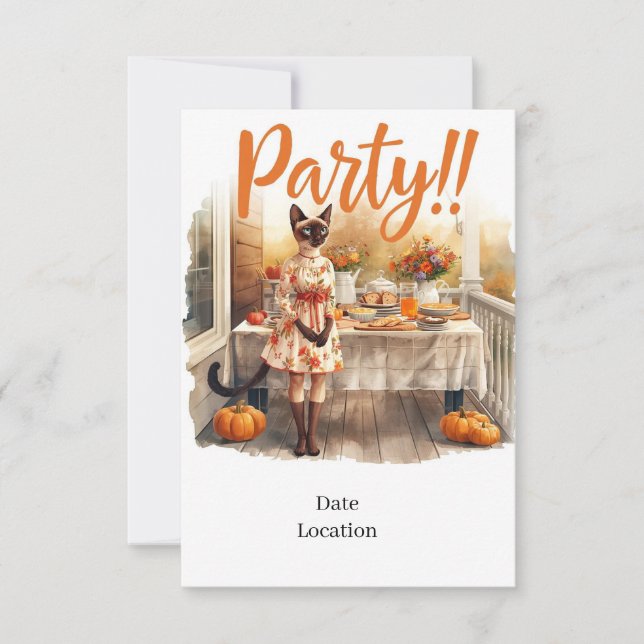 Convites Fall Party Invitation Card – Cozy Autumn Gathering (Frente)