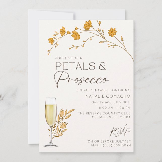Convites Fall Petals Prosecco - Chá de panela (Frente)