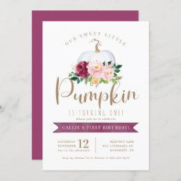 Convites Fall Pumpkin Aniversário Idade Personalizada