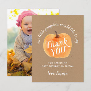 Convites Fall Pumpkin Autumn Obrigado com Foto nas traseira