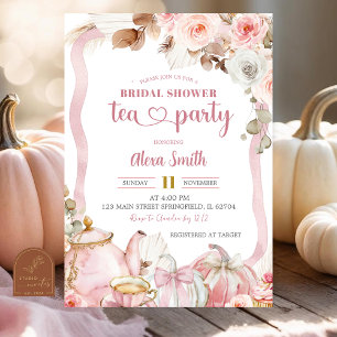 Convites Fall Pumpkin Boho Coquette Bridal Tea Party