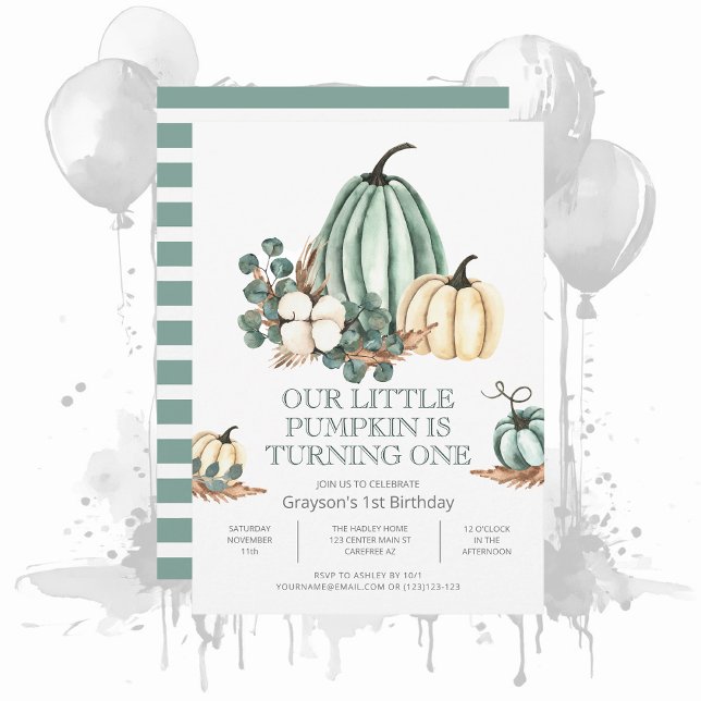 Convites Fall Pumpkin Farmhouse primeiro aniversario Party (Criador carregado)