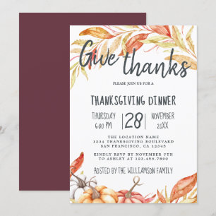 Convites Fall Pumpkin Ouro Foliage Janto de Ação de Graças