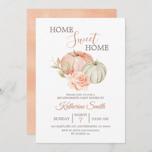 Convites Fall Pumpkin Rustic Floral Housearming Party