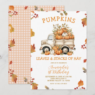 Convites Fall Pumpkin Truck Girl Birday Autumn Flora